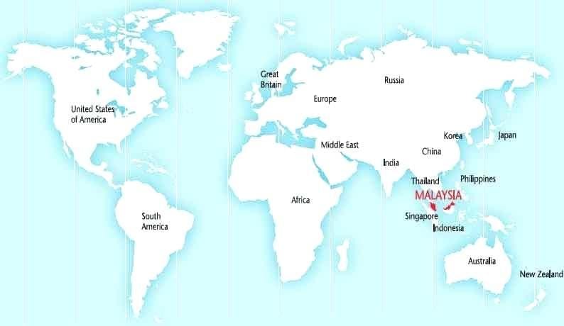 世界地図マレーシア