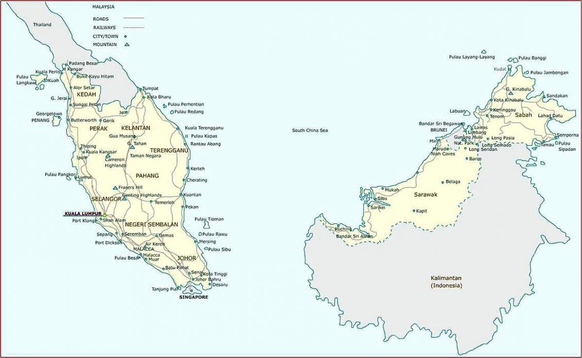 マレーシアの都市地図