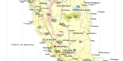 マレーシアの道路地図の方向