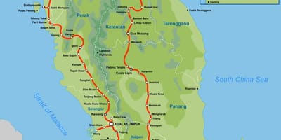 マレーシア鉄道の地図2016年