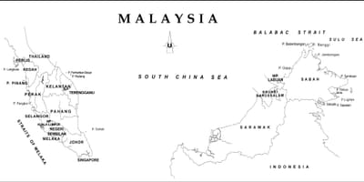 地図の概略図マレーシア国境界