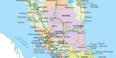 Penisularマレーシア地図